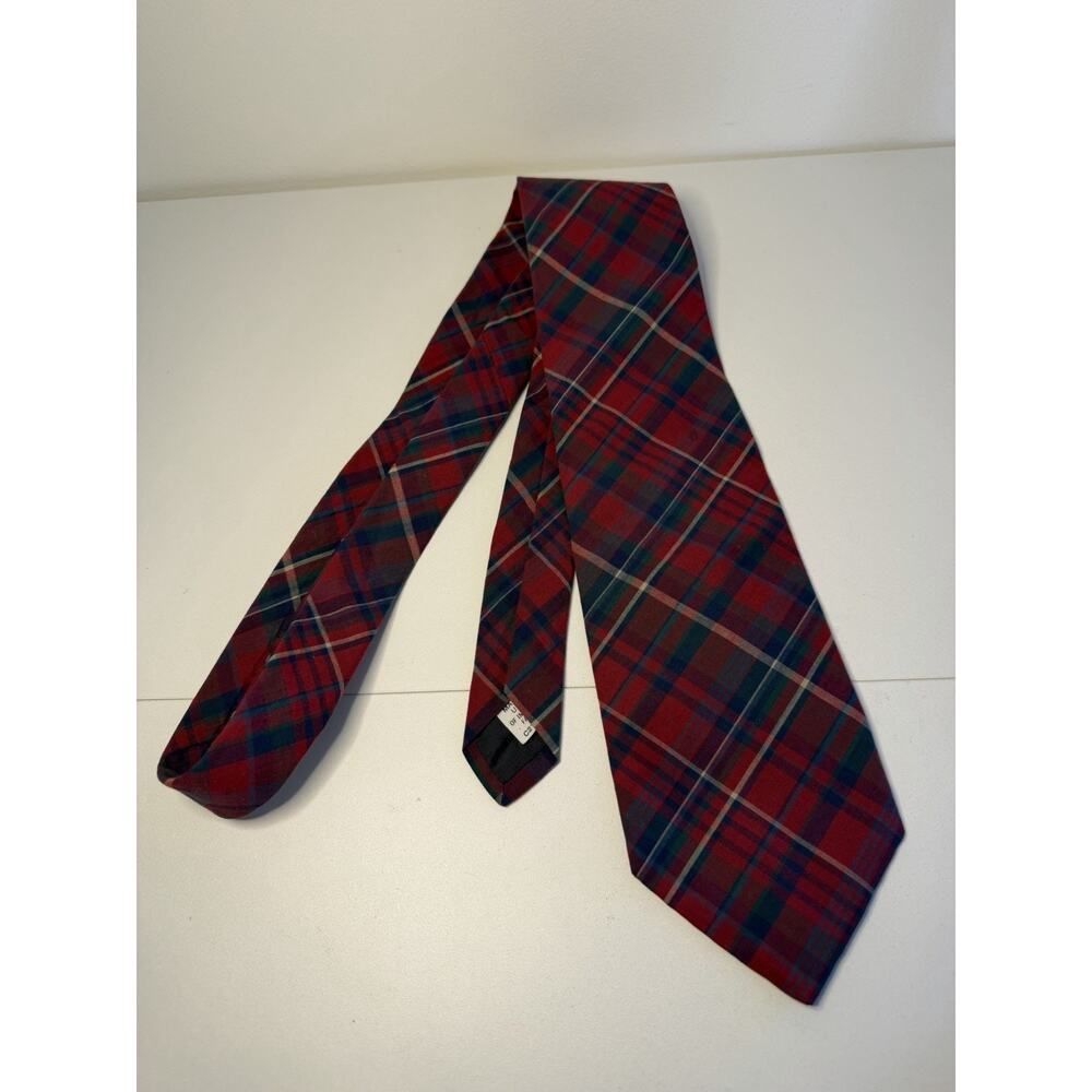 VTG Pendleton Classic Necktie Red Blue Plaid Tartan Men’s Vintage USA Neck Tie - Picture 3 of 6